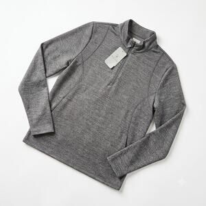 PGA Tour 1/4 Zip Tech Fleece Sweatshirt Gray Golf Pockets Stretch Womens Large